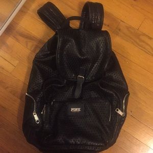 Black Leather VS Victoria’s Secret Pink Backpack